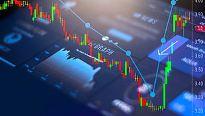 Forex Trading Candlestick Chart with Trend Line on Digital Financial Dashboard HD wallpaper