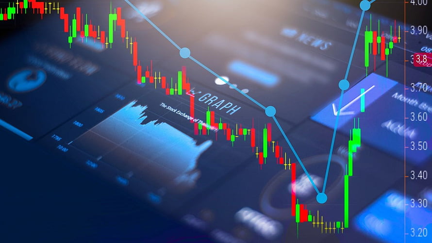 Forex Trading Candlestick Chart with Trend Line on Digital Financial Dashboard HD wallpaper