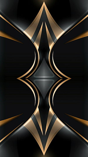 Luxurious Black and Gold Geometric Abstract Pattern with Metallic 3D Shapes HD phone wallpaper