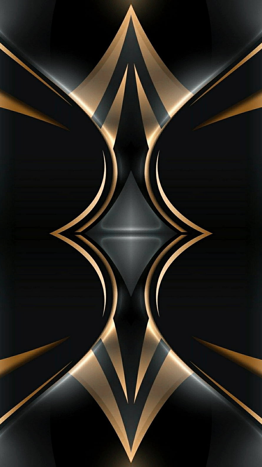 Luxurious Black and Gold Geometric Abstract Pattern with Metallic 3D Shapes HD phone wallpaper