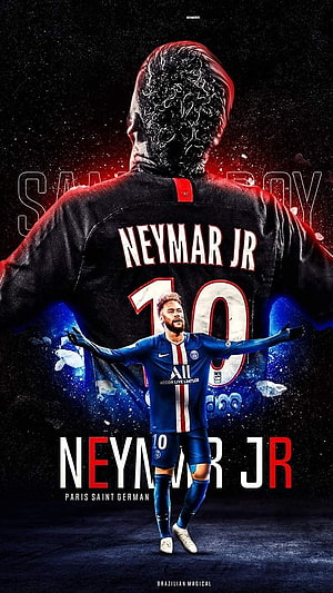 Neymar Jr Paris Saint Germain Number 10 Jersey Graphic Art Poster HD phone wallpaper