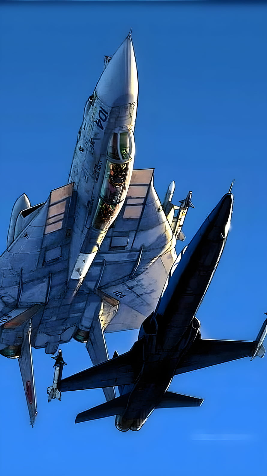 Top Gun Maverick F-14 Tomcat Fighter Jets Flying in Formation Against Clear Blue Sky HD phone wallpaper