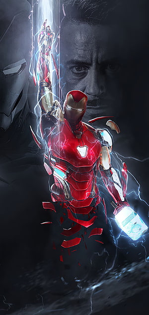 Iron Man in Red and Gold Armor Holding Glowing Hammer with Electric Energy Burst, Top 35 Best Iron Man , 11 Iron Man HD phone wallpaper