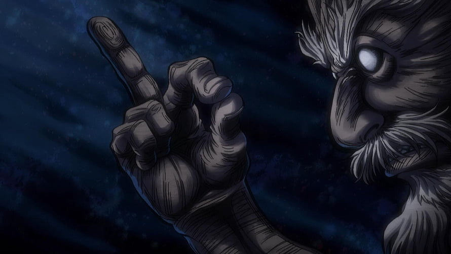 Isaac Netero from Hunter x Hunter Pointing Finger in Dark Anime Style HD wallpaper