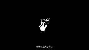 Off-White Minimalist Hand Logo on Black Background HD wallpaper