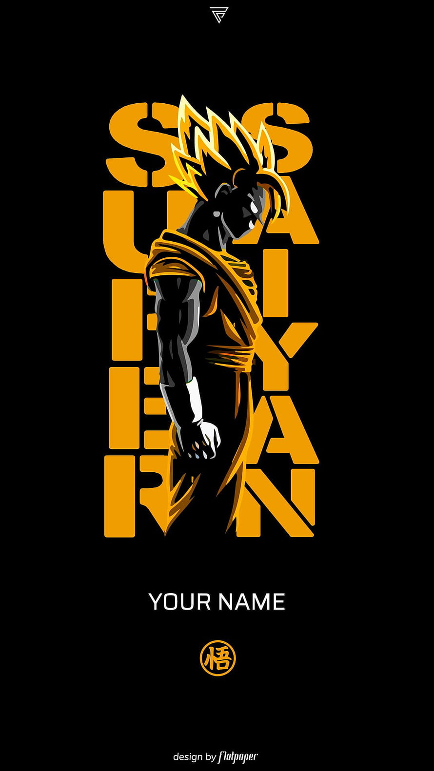 Goku Super Saiyan Black and Gold Anime Typography Artwork HD phone wallpaper