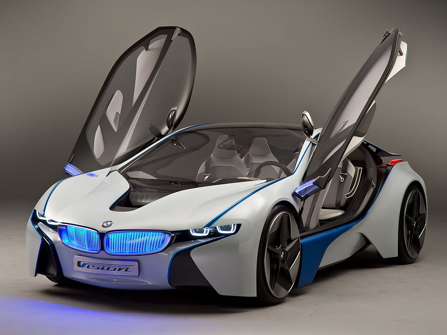 BMW Vision EfficientDynamics Concept Car with Butterfly Doors and Blue LED Grille HD wallpaper