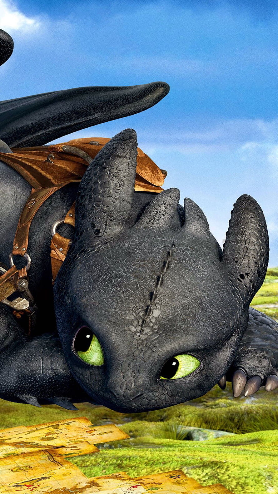 Toothless Dragon from How to Train Your Dragon Resting on Ancient Map HD phone wallpaper