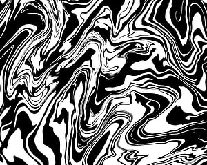 Monochrome Liquid Marble Abstract Pattern with Flowing Black and White Swirls HD wallpaper