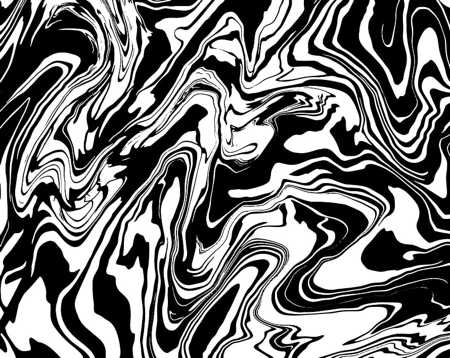 Monochrome Liquid Marble Abstract Pattern with Flowing Black and White Swirls HD wallpaper