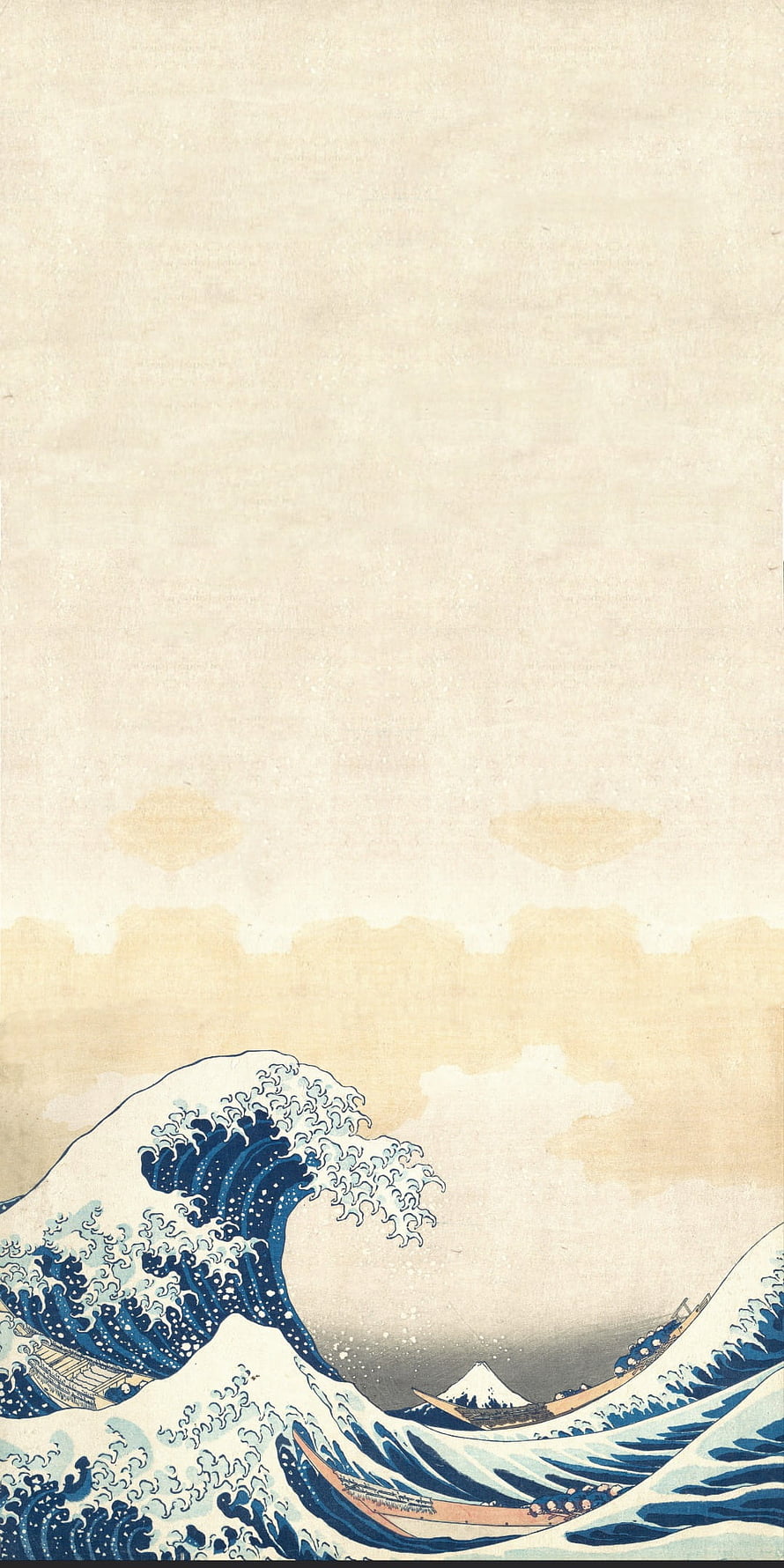 The Great Wave off Kanagawa Japanese Woodblock Print with Mount Fuji and Fishing Boats HD phone wallpaper