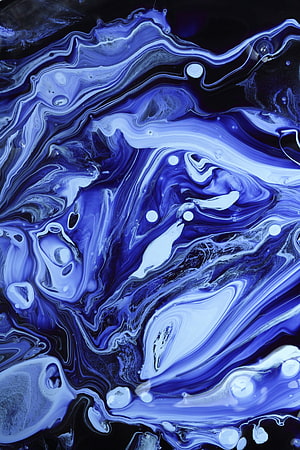 Abstract Blue Fluid Art with Swirling Liquid Paint and Marbled Texture HD phone wallpaper