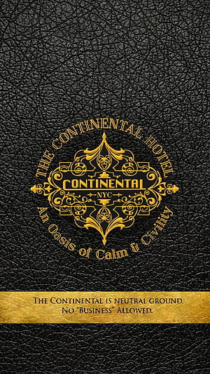 John Wick The Continental Hotel NYC Emblem on Black Leather Texture HD phone wallpaper