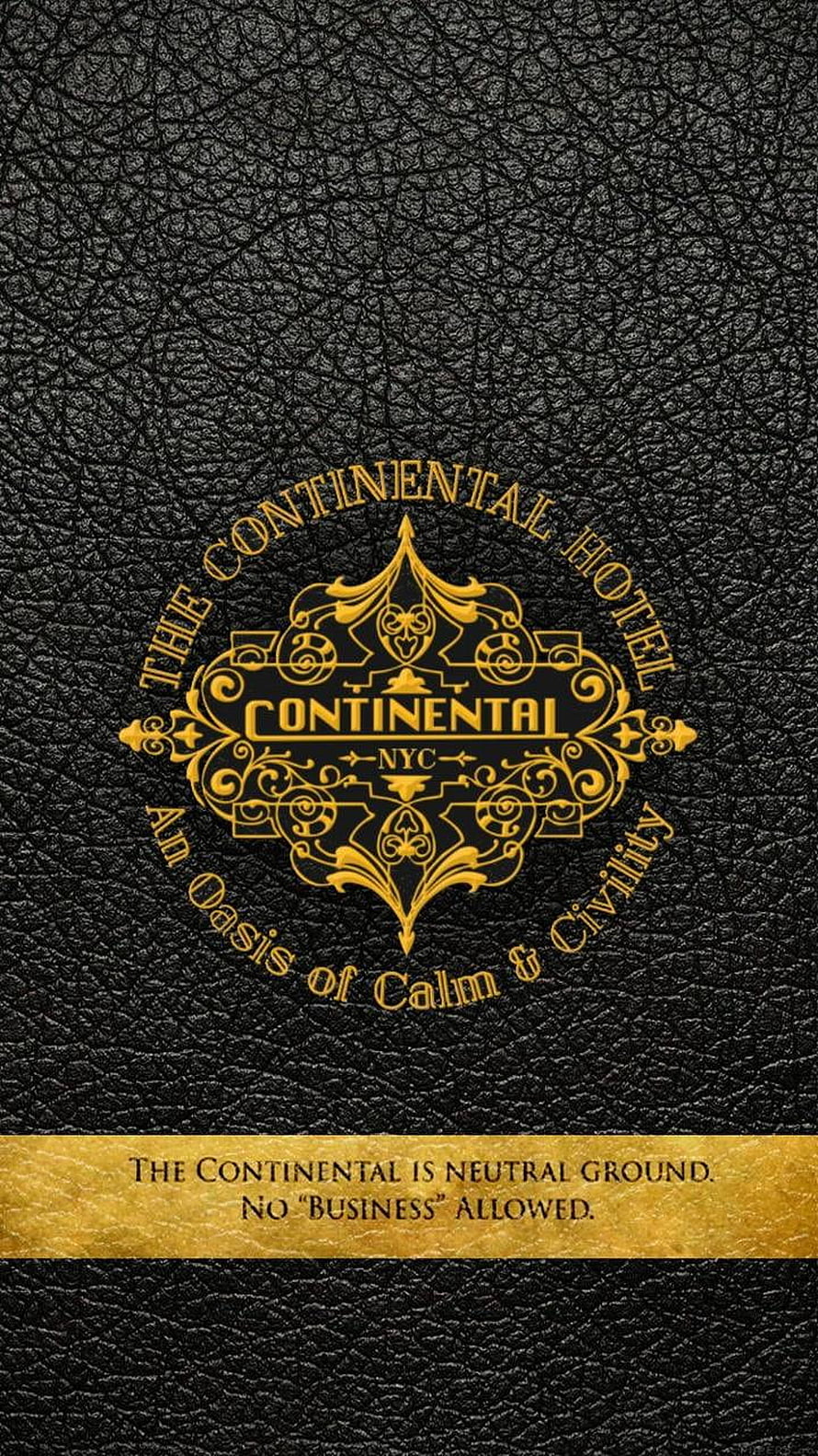 John Wick The Continental Hotel NYC Emblem on Black Leather Texture HD phone wallpaper