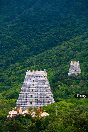 Tirumala Tirupati Temple Complex Nestled in Lush Green Hills HD phone wallpaper