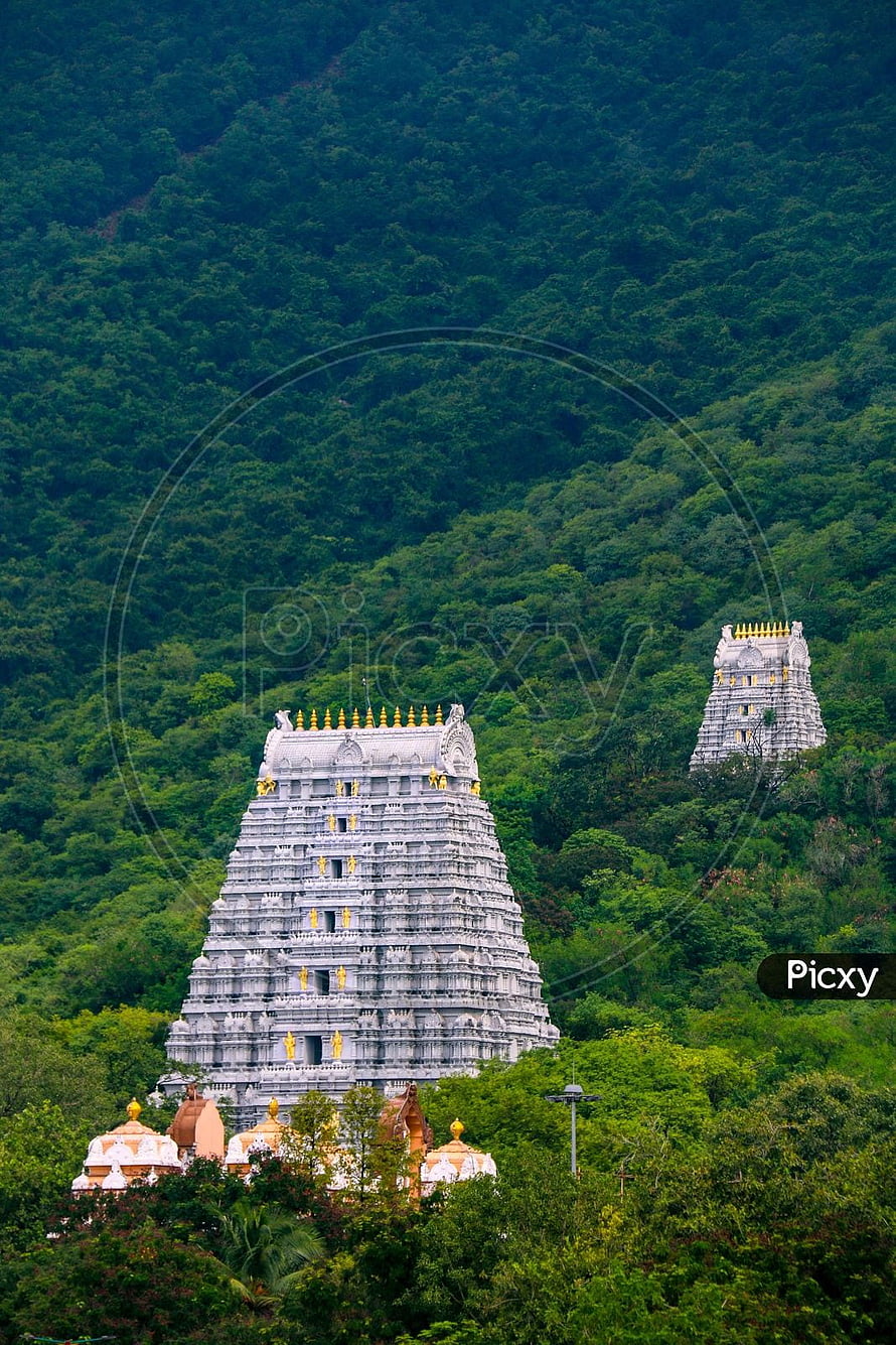 Tirumala Tirupati Temple Complex Nestled in Lush Green Hills HD phone wallpaper