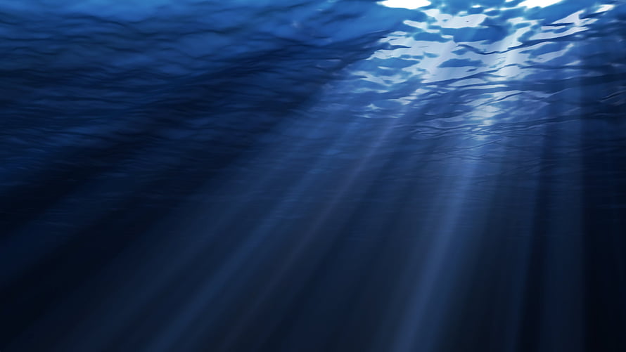 Underwater Sunbeams Piercing Deep Blue Ocean Water HD wallpaper