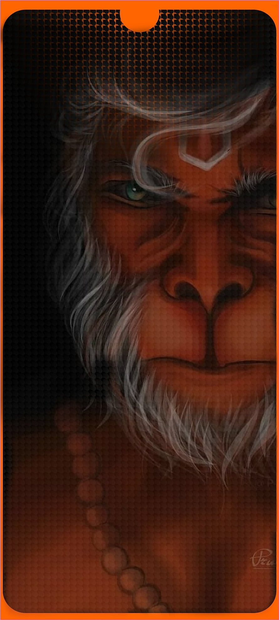 Hanuman Portrait Artwork with White Beard and Rudraksha Beads, Hanuman, jaw, art, hindu, god HD phone wallpaper