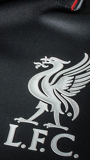 Liverpool FC Silver Embroidered Crest on Black Fabric Close-Up HD phone wallpaper