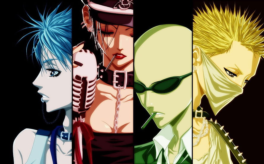 Nana Anime Character Lineup Featuring Nana Osaki and Band Members in Stylized Portraits HD wallpaper