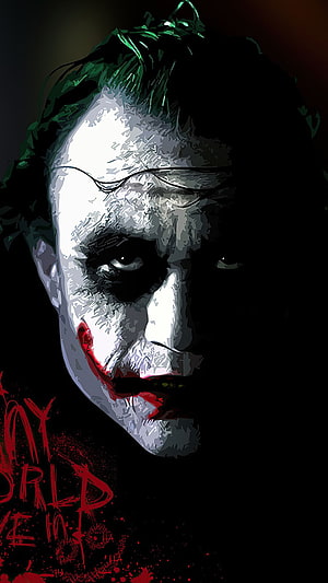 Joker Dark Portrait with Green Hair and Red Smile in High Contrast Digital Art HD phone wallpaper