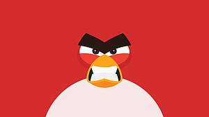 Angry Birds Red Bird Minimalist Vector Portrait on Solid Red Background HD wallpaper