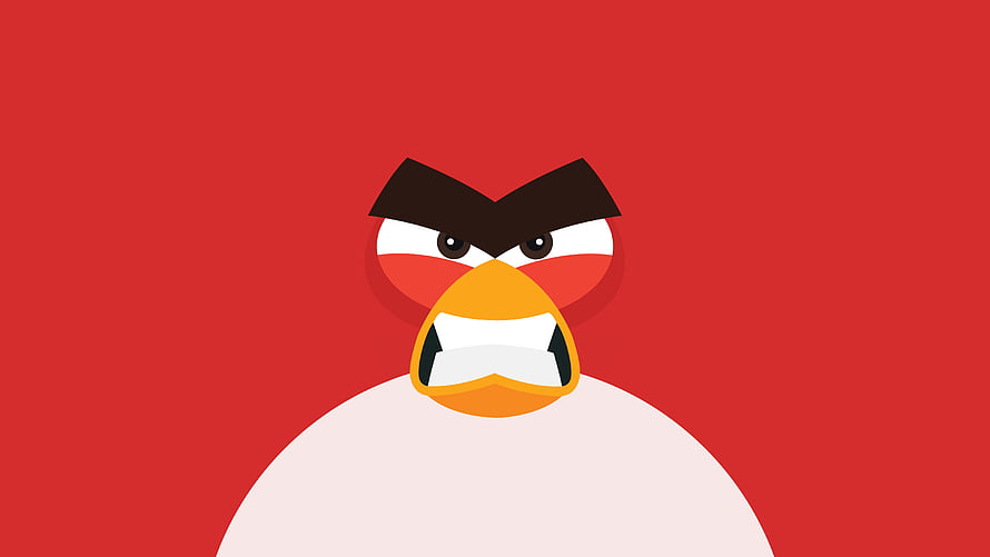 Angry Birds Red Bird Minimalist Vector Portrait on Solid Red Background HD wallpaper