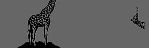 Minimalist Black Giraffe Silhouette on Gray Background for Dual Monitor Setup HD wallpaper