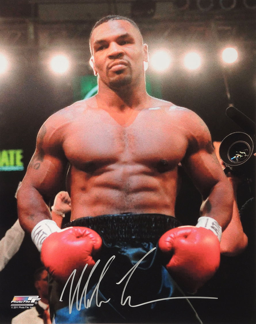 Mike Tyson Boxing Portrait in Red Gloves with Signature HD phone wallpaper