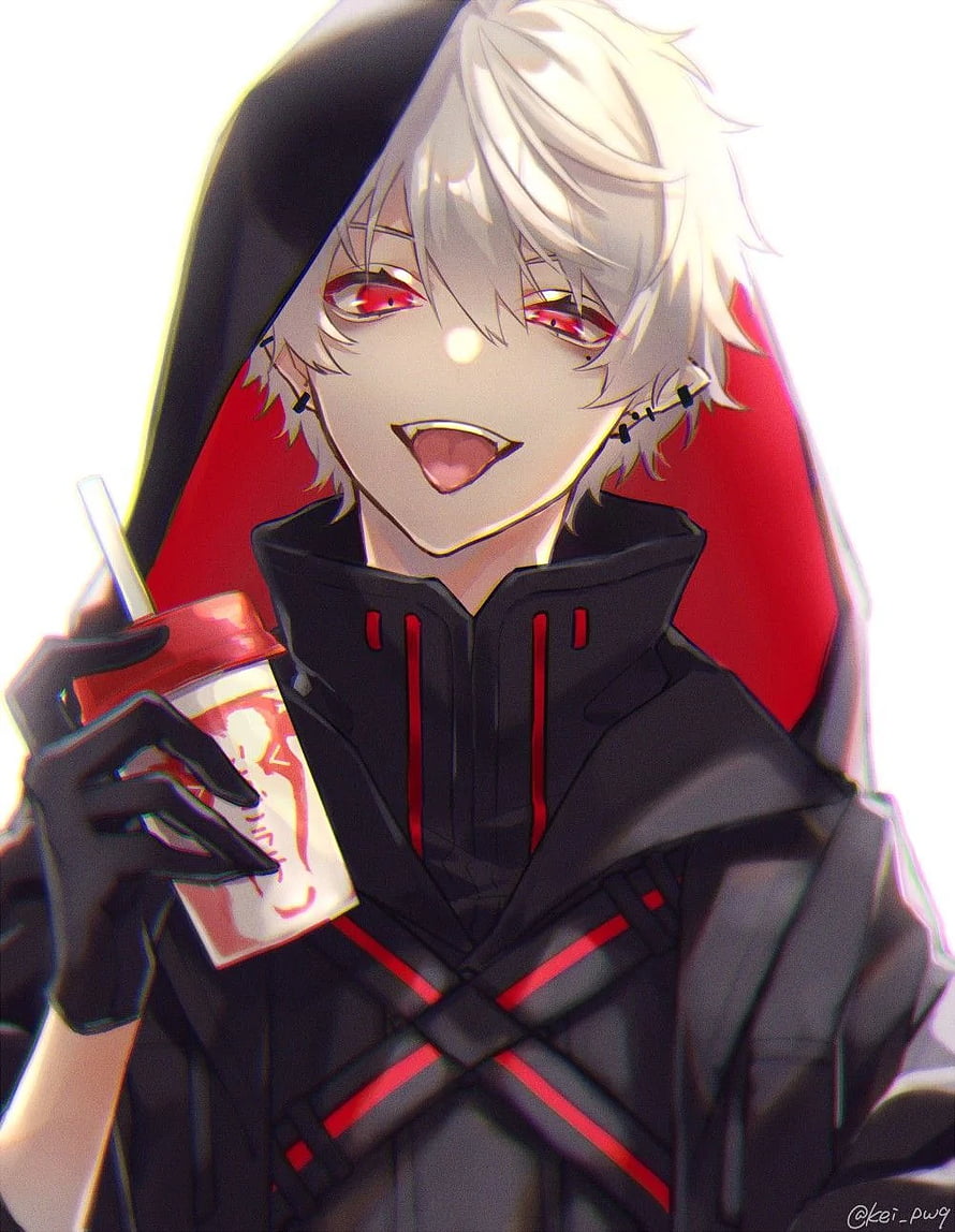 Aria Lemi Anime Character in Black Hooded Outfit Holding a Drink HD phone wallpaper
