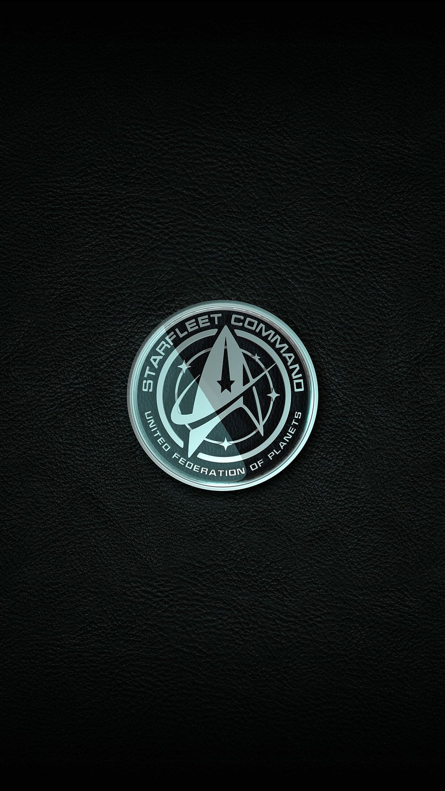 Star Trek Starfleet Command Emblem on Black Leather Texture HD phone wallpaper