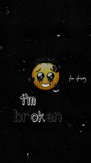 Broken Smiling Emoji with Dripping Black Ink on Dark Starry Background HD phone wallpaper