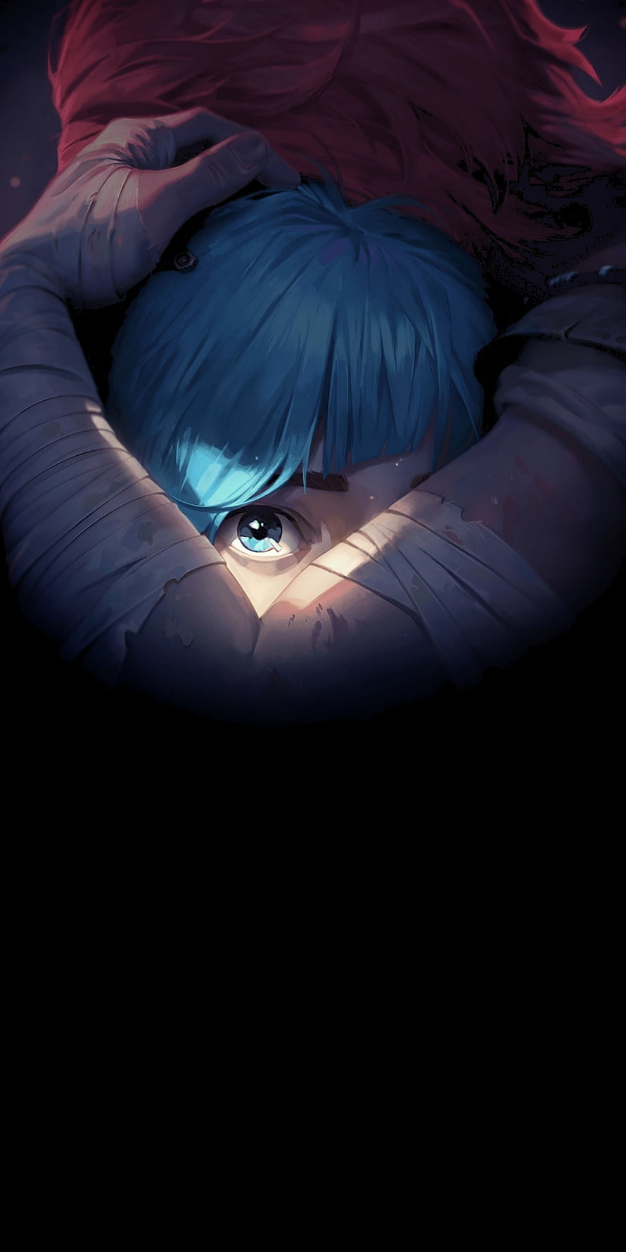 Arcane Vi and Jinx Intimate Embrace in Dark Cinematic Anime Style HD phone wallpaper