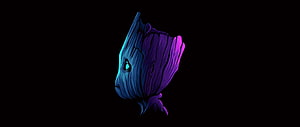Baby Groot Neon Minimalist Portrait with Cyan and Magenta Gradient on Black Background HD wallpaper