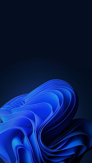 Windows 11 Dark Mode Abstract Blue Flowing Ribbon Minimalist AMOLED Wallpaper HD phone wallpaper