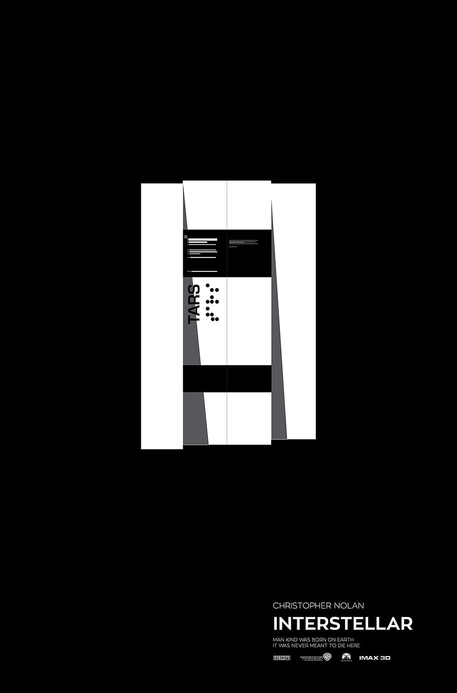 Interstellar TARS Robot Minimalist Black and White Movie Poster HD phone wallpaper
