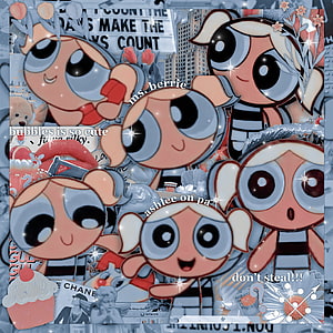 Powerpuff Girls Chibi Collage with Sparkles and Pastel Aesthetic HD phone wallpaper