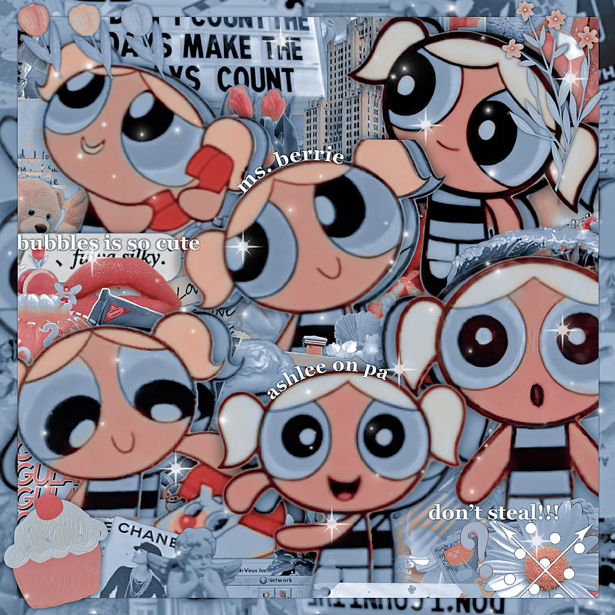 Powerpuff Girls Chibi Collage with Sparkles and Pastel Aesthetic HD phone wallpaper