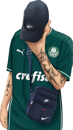 Palmeiras Favela Style Digital Illustration With Nike Cap And Crefisa Jersey HD phone wallpaper