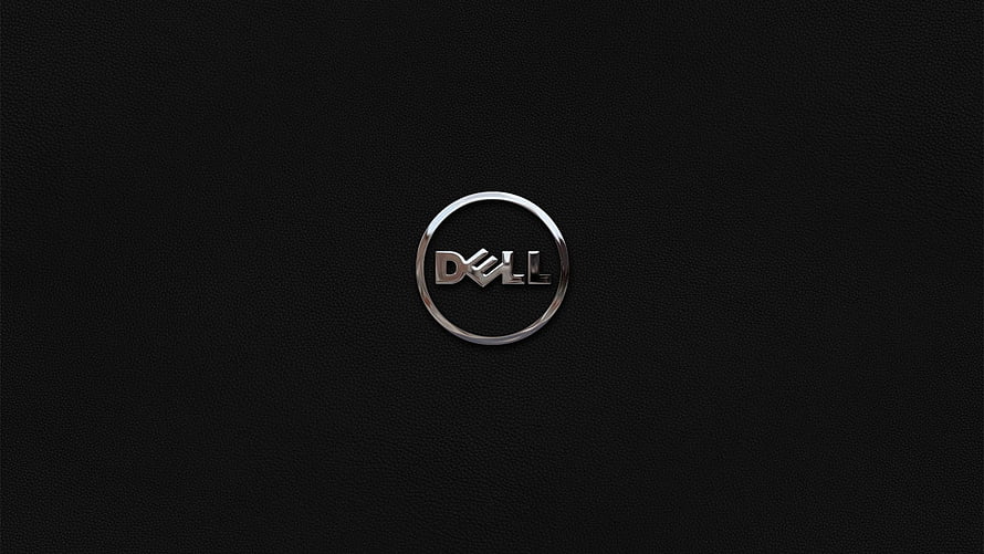 Dell Logo on Black Leather Texture Minimalist Dark Background HD wallpaper