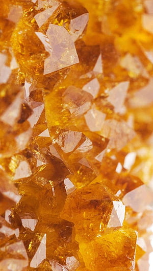 Macro Citrine Crystal Cluster with Golden Facets and Translucent Amber Tones HD phone wallpaper