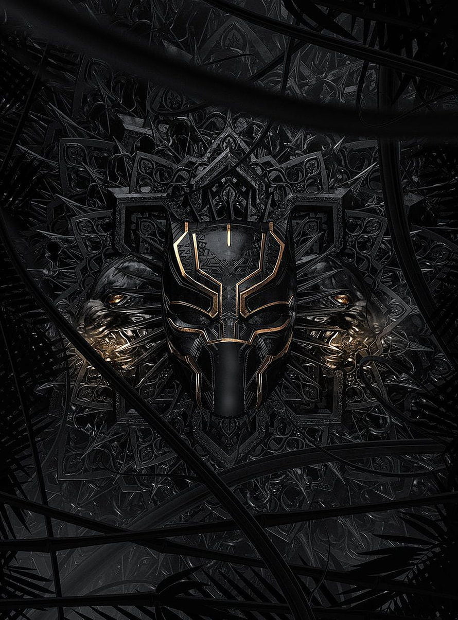 Black Panther Wakanda Forever Dark Ornate Mask Artwork HD phone wallpaper