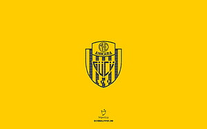 MKE Ankaragücü Club Crest on Solid Yellow Background with Super Lig Mark HD wallpaper