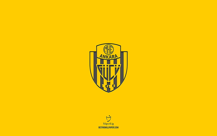 MKE Ankaragücü Club Crest on Solid Yellow Background with Super Lig Mark HD wallpaper