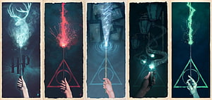 Harry Potter Wand Magic and Deathly Hallows Symbol Fantasy Art HD wallpaper
