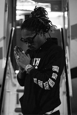 Future Rapper in Black Hoodie with Hands Together in Monochrome Portrait HD phone wallpaper
