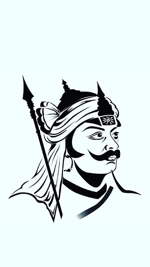 Maharana Pratap Singh Warrior Portrait in Bold Black and White Illustration Style HD phone wallpaper