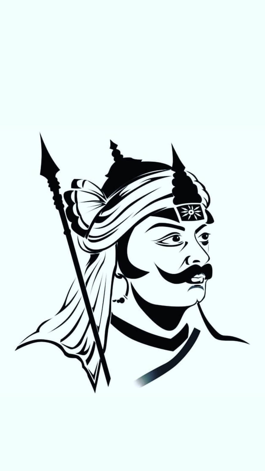 Maharana Pratap Singh Warrior Portrait in Bold Black and White Illustration Style HD phone wallpaper