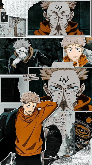 Jujutsu Kaisen Itadori Yuji and Sukuna Anime Collage Wallpaper HD phone wallpaper