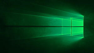 Windows 10 Green Neon Logo in Dark Minimalist Room HD wallpaper